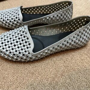 Silver Perforated Flats with Mesh Design